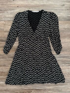 Zara Black and White Mini Floral Dress M